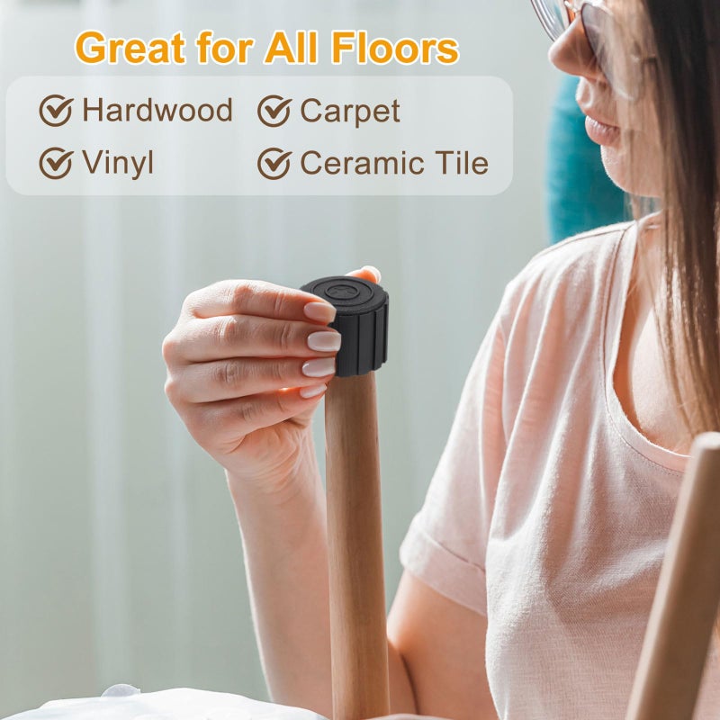 يو إكس سيل 4 قطع من أغطية أطراف أرجل الكرسي من uxcell، غطاء أغطية نهاية أقدام الكرسي غير القابل للانزلاق مقاس 1-1/2 بوصة من مادة PVC، واقيات أرضية أرجل الكرسي الدائري للأثاث، أسود - Image 5